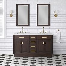 Water Creation Chestnut 60" Wood Double Bathroom Vanity in Brown/Gold