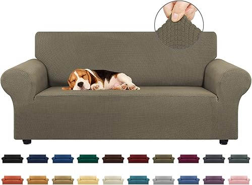 Miniatura 67 de KEKUOU - Funda elástica para sofá de 3 plazas (de 79 a 94 pulgadas), protector de muebles de 3 asientos con parte inferior elástica para niños o