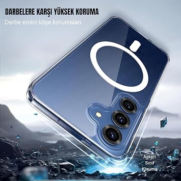 Ehr. Samsung Galaxy S25 Plus Compatible Camera Protected Rigid Yellowproof Crystal Transparent Case with Magsafe Wireless Charging Feature (Transparent, Samsung Galaxy S25 Plus)