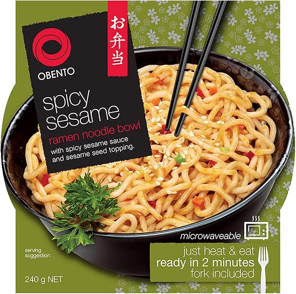 Obento Spicy Sesame Ramen Noodle Bowl, Fertiggericht für die Mikrowelle, 240 g - 1