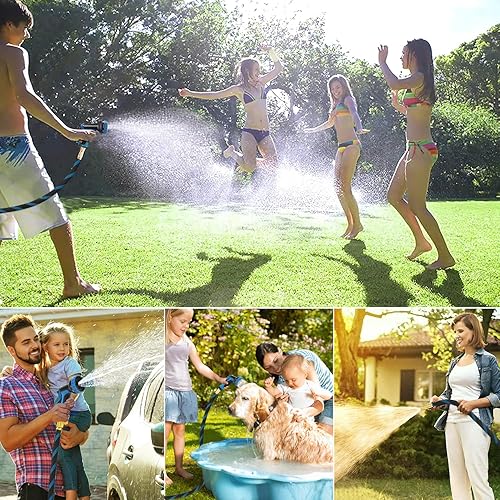 Miniatura 7 de Manguera de jardín de 50 pies, mangueras de agua con boquilla rociadora de 10 funciones, manguera flexible de resistencia superior 2025, conectores