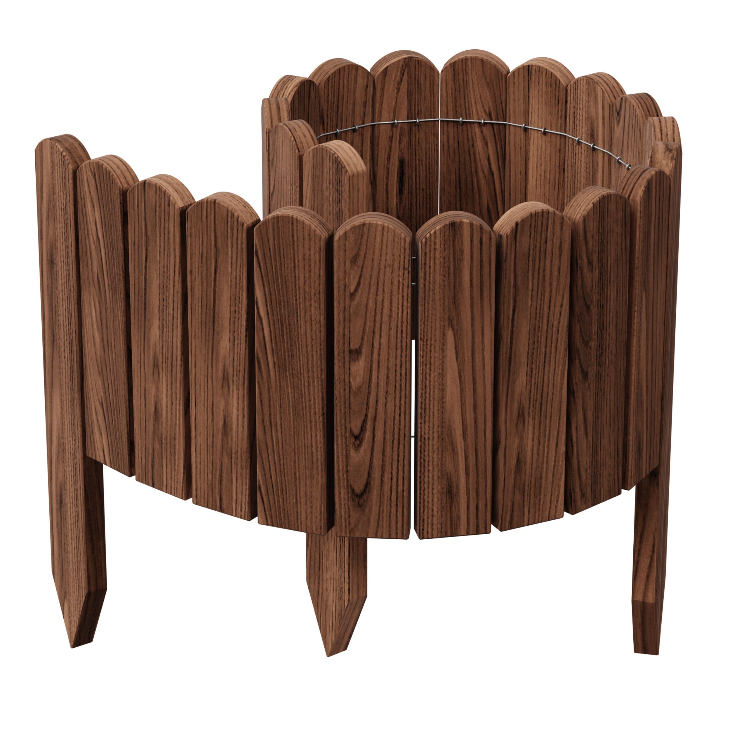Flexible Wooden Garden Border 30 x 100 cm Dark Brown pressure treated roll border lawn edging decorative garden fence palisade bed edging-image-9