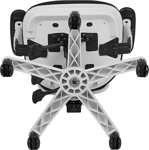 Miniatura 9 de Flash Furniture Nicholas - Silla de oficina ejecutiva, ergonómica y giratoria, multifuncional, malla negra con brazos ajustables y estructura blanca