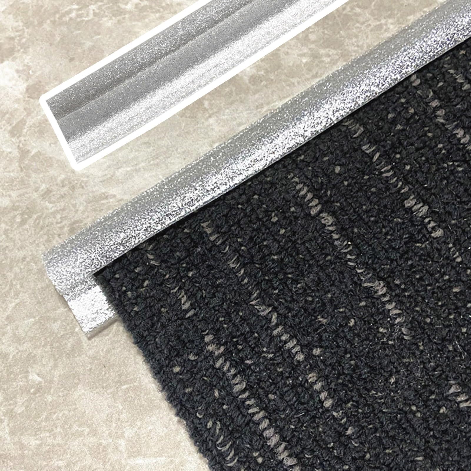 Floor ＆ Carpet Edge Trim Shiny, PVC Floor Transition Strips for Doorway, Flexible Cuttable Carpet Edge Binding, Anti Slip Threshold Strip)