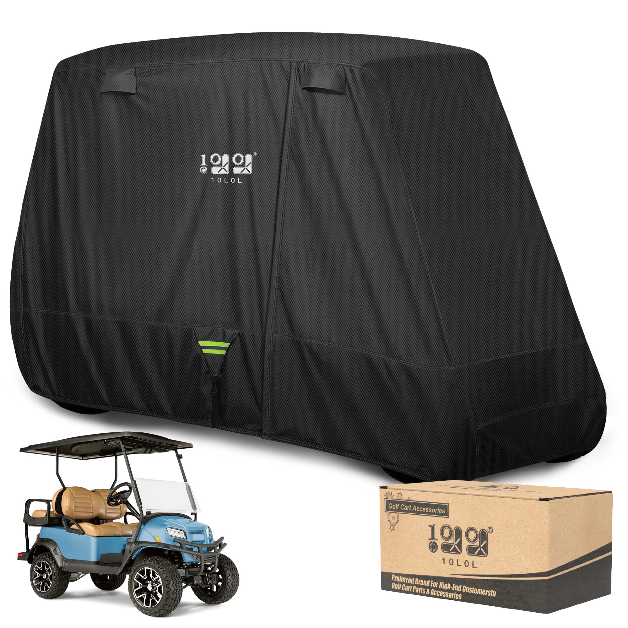 10L0L 2/4/4+2 Passagier-Golfwagen-Abdeckung, erweitertes Dach, 600D wasserdicht, schneefest, winddicht, sonnenfest, langlebig, volle Golfwagen-Abdeckungen für Yamaha, EZGO, Clubcar und andere