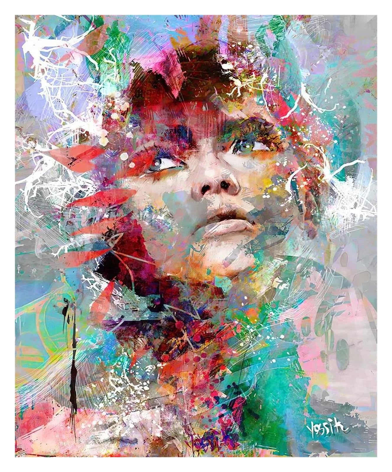 Tableaux décoration murale moderne pop art visage abstrait 40x60cm