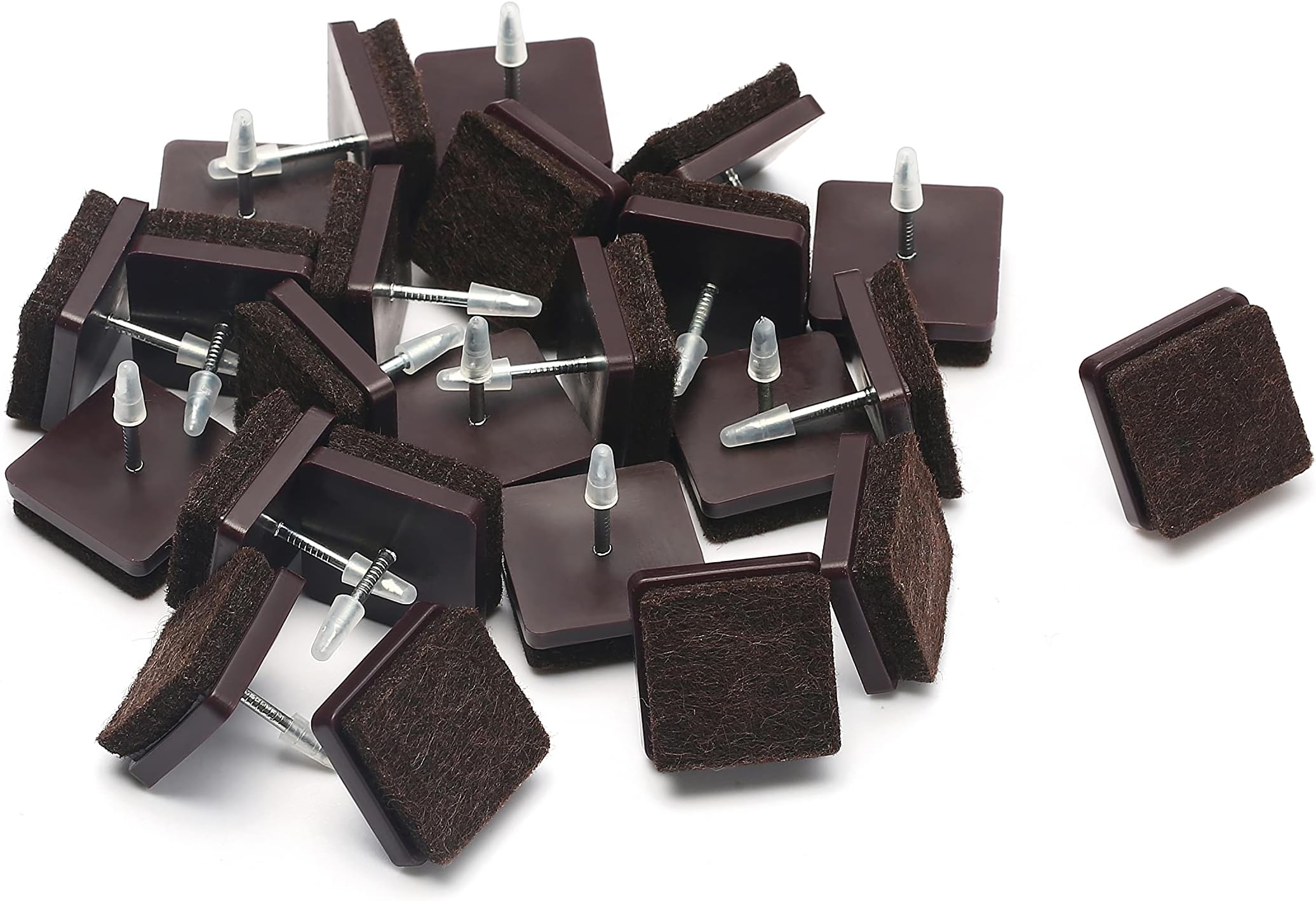 Nail on Felt Pads Furnigear Furniture Pads Nail- Floor Protectors for Furniture Legs 24Pack Chair Felt Pads for Hardwood Floors (7/8",Square)