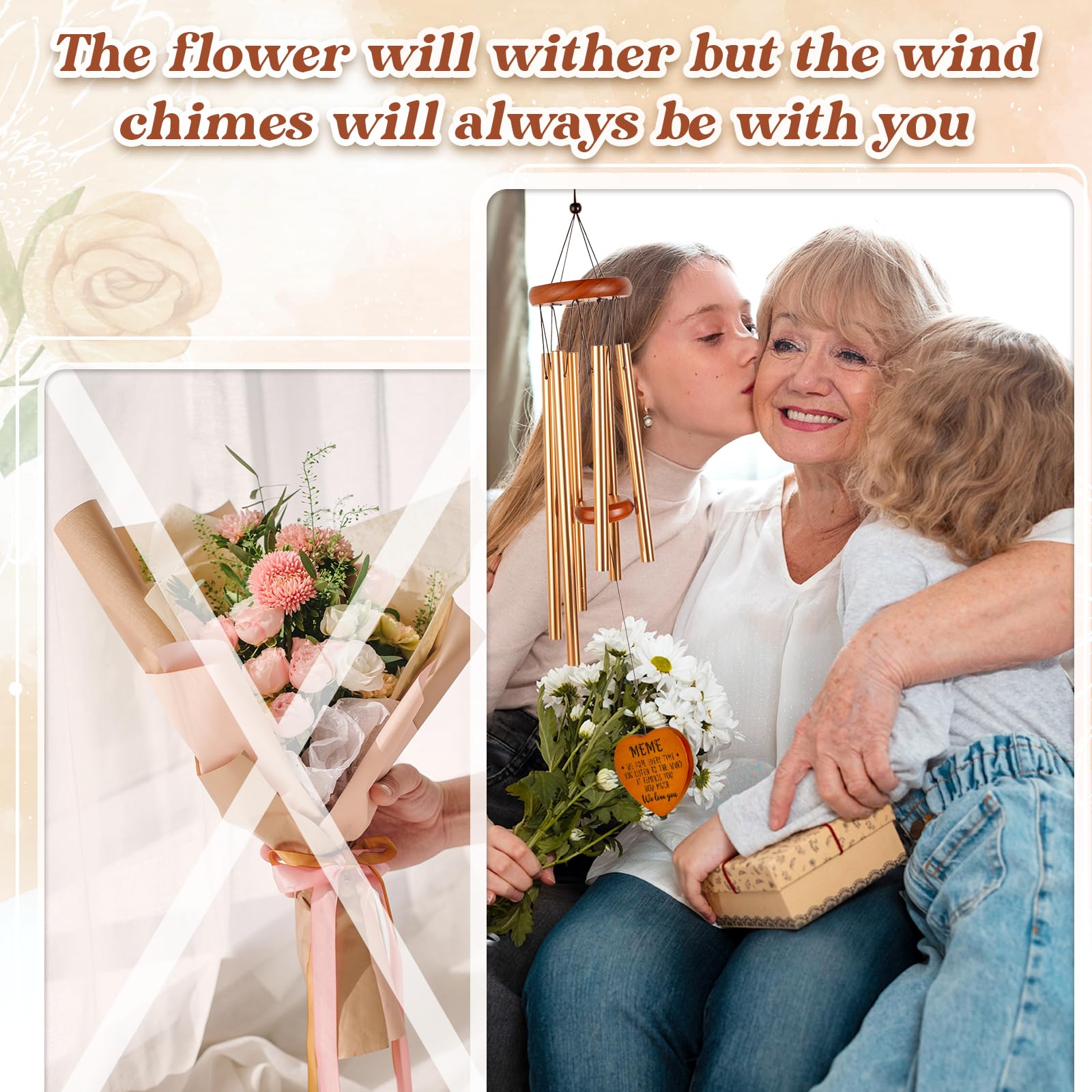 Meme Gifts from Grandkids, Meme Wind Chimes, Birthday, Retirement, Thanksgiving, Mothers Day, Grandparents Gifts from Grandchildren, Grandma Gift