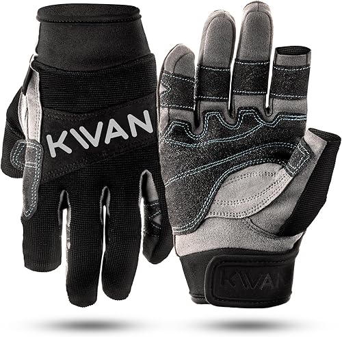 KWAN Guantes de vela de 3 dedos para navegación, kayak, remo y esquí acuático, diseño de corte de dos dedos, refuerzo de triple capa, ajuste