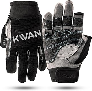 KWAN 3-Finger Sailing Gloves for Boating, Kayaking, Paddling and Water Skiing, Two-Finger Cut Design, Triple-Layer Reinfor...