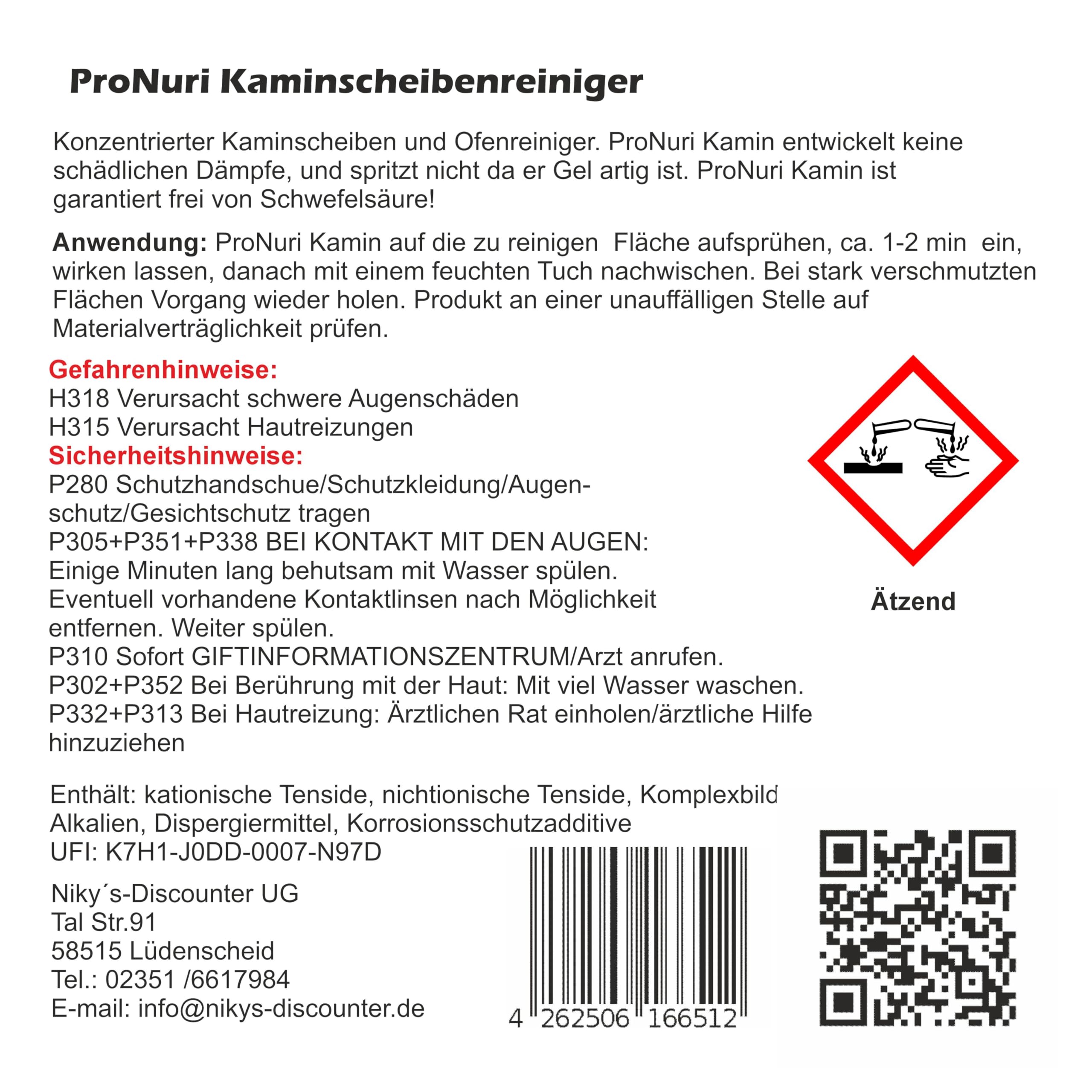 Kaminscheibenreiniger Konzentrierter Kaminscheiben-Reiniger, Gelartig, 2x 5 Liter, Entfernt Glanzruß und Stärkste Verschmutzungen, Schwefelfreie Formel
