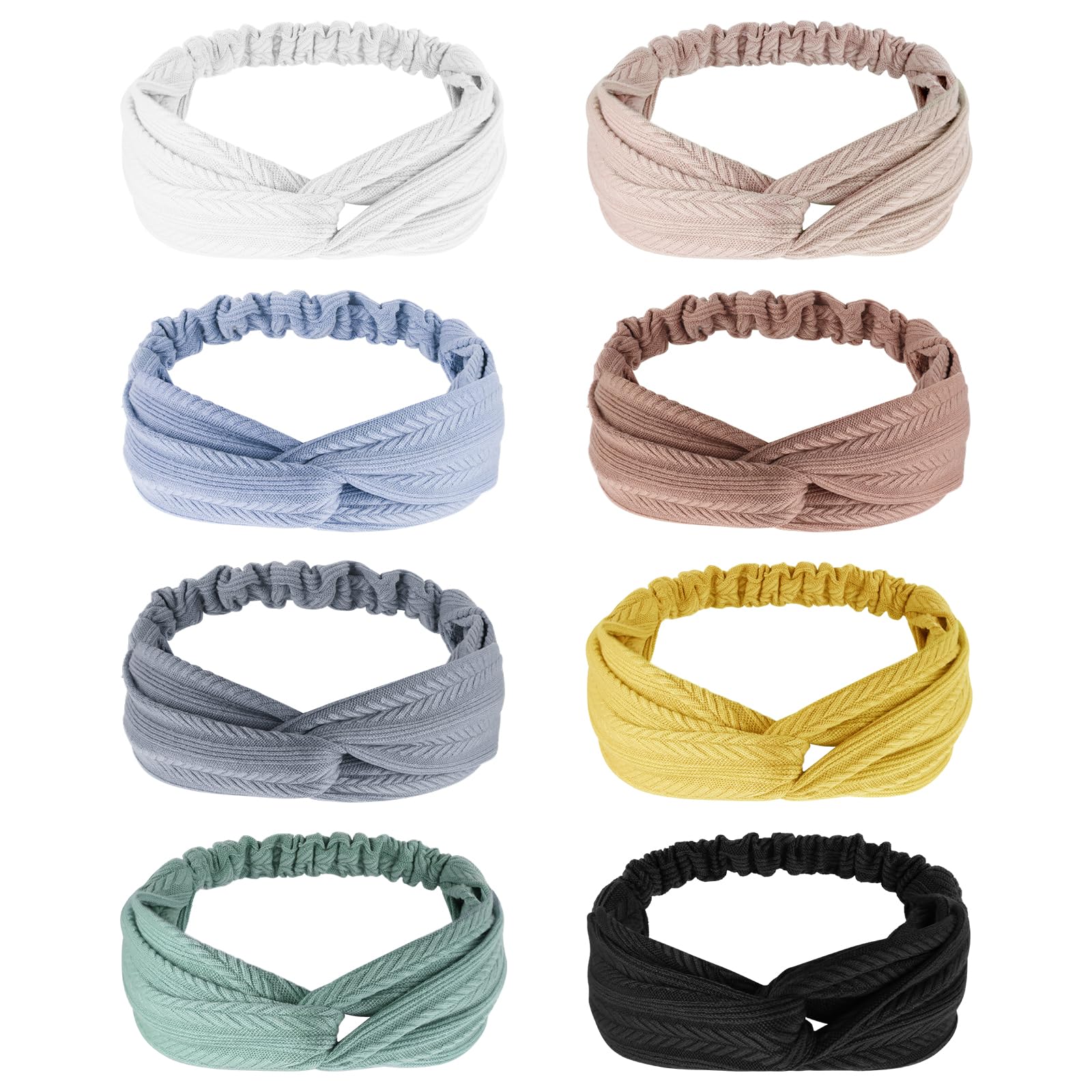 AQOKKA Elastic Knotted Headbands for Women Wheat Pattern Cloth Head Hair Bands for Women's Hair Non Slip Boho Wrap Twisted Hair Accessories