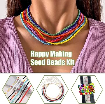 Ybxjges 24000Pcs 2mm Glass Seed Beads Kit, with 28 Colors Small Beads Kit for Girls,Women and Adults,Bracelets, Necklaces,Earring,Jewelry Making Supplies
