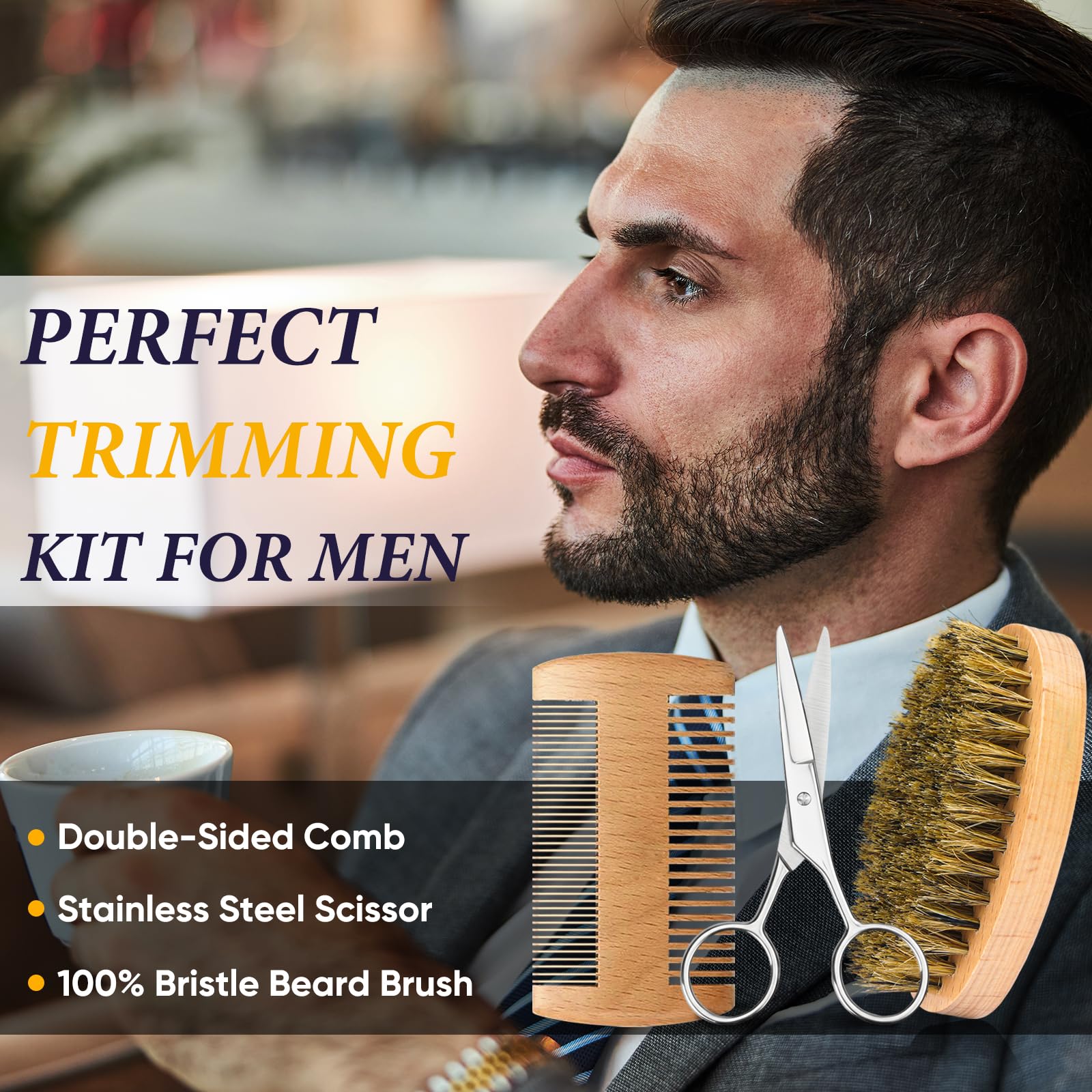 Oukzon Bartpflege Set für Männer, 10 in 1 Bartpflege Männergeschenke mit 60ML Bartshampoo, 60ML Bartöl, Bartbalsam, Bartkamm, Bartbürste, Bartschere, Rasiermesser, Geschenke für Männer Weihnachten