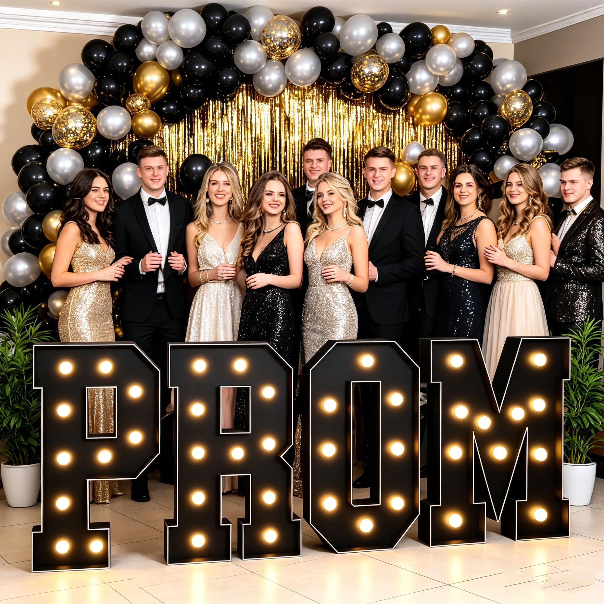 Duża podświetlana litera "Prom", wstępnie wycięta rama balonowa z płyty piankowej, neonowe świecące litery do tańców powrotu do domu i dekoracji imprezowych (100 cm)