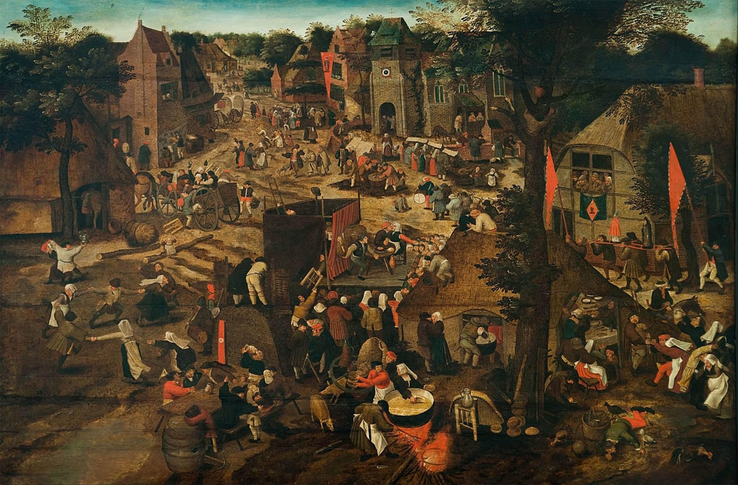 POSTERIIk Vintage Print Pop Art Landscape Artwork a Village Fair by Pieter Brueghel the Younger Art Prints for Office Home Decor 60x90cm