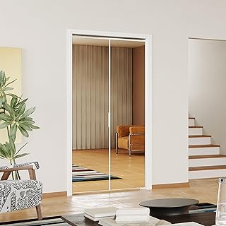 Bifold Doors,1-Lite Mirror Aluminum Alloy Folding Door, Interior Closet ...