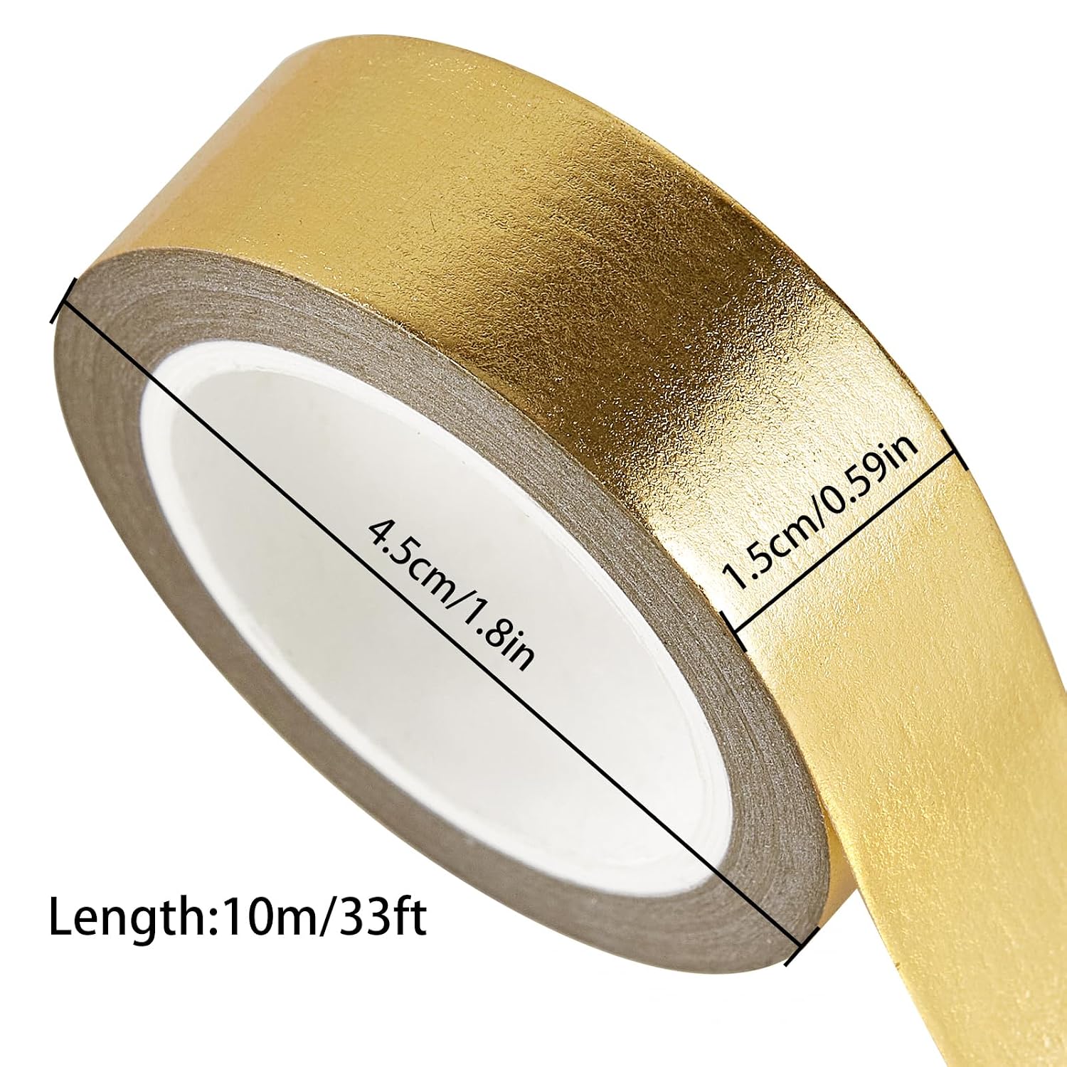 QDiShi 2 Rolls Gold Washi Tape for Wall Decor, Decorative, Foil Masking Tape, Low Tack, Self Adhesive, Metallic, 0.59in x66FT