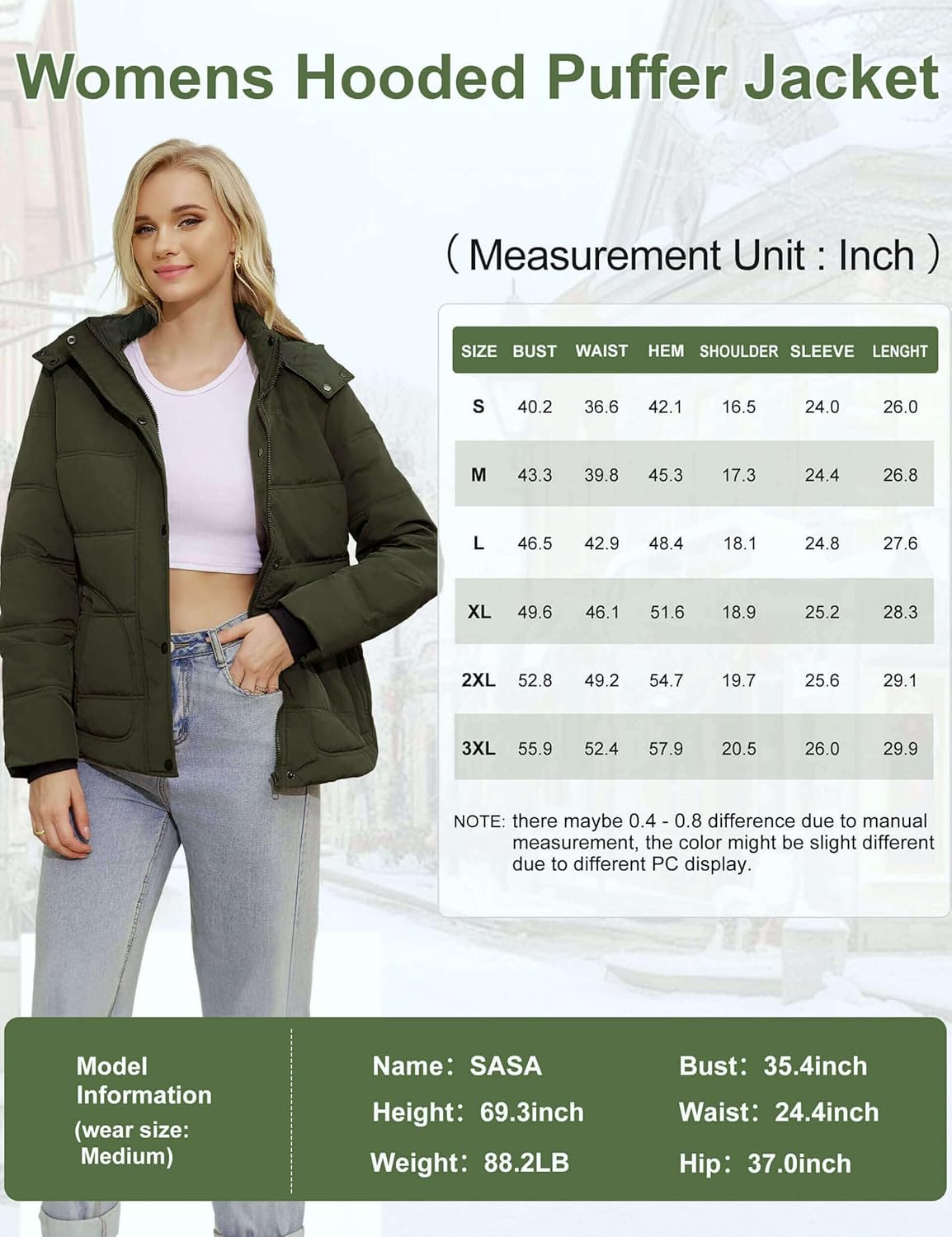 WULFUL Women’s Winter Coats Lightweight Warm Thicken Puffer Jacket Waterproof Quilted Winter Jacket with Removable Hood - Image 6