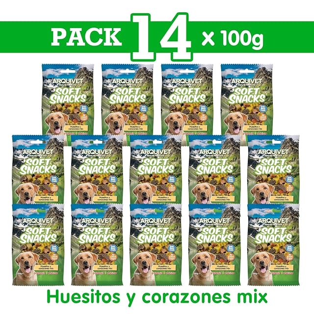 Foto 2 de 7 de Arquivet Soft Snacks para Perro Huesitos y Corazones Mix Pack 14 x 100 g