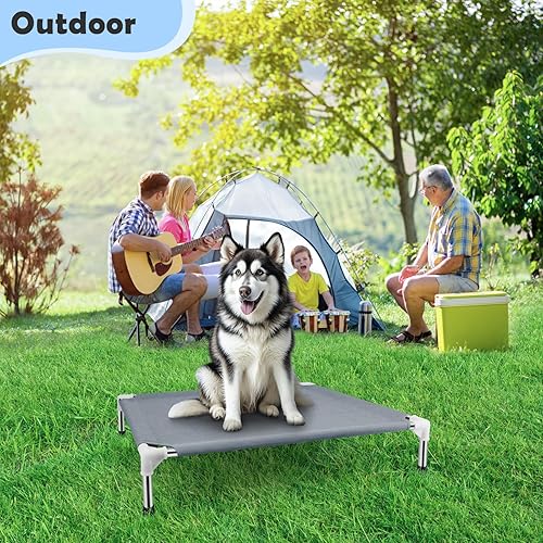 Miniatura 6 de Cama elevada para perros al aire libre, camas para perros grandes, camas elevadas de enfriamiento portátiles para perros grandes para interiores,
