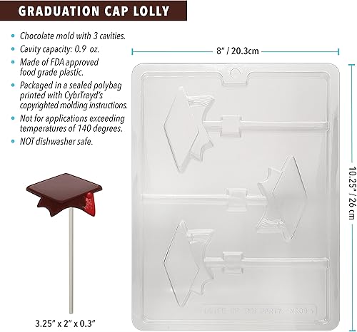Miniatura 3 de CybrTrayd Moldes de caramelo de chocolate – Paquete de moldes de graduación No. 2-3 piezas – Incluye instrucciones (idioma español no garantizado)