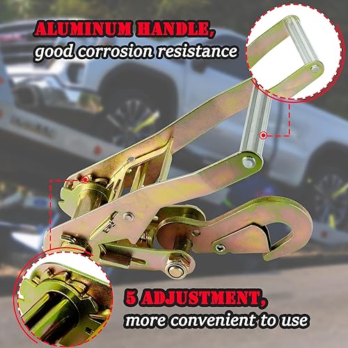 Miniatura 3 de IBITION Paquete de 4 correas de amarre de automóvil para remolques, 2 x 96 pulgadas, carga de trabajo segura de 3,300 libras, correas de rueda