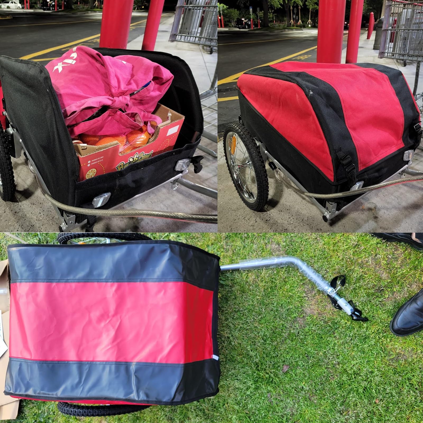 Przyczepka rowerowa z zdejmowaną osłoną koła 16", uniwersalny szybkozłączka, do większości rowerów