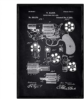 Poster Nacnic Revolver brevetto. Foglio con il vecchio formato A3 brevetto di disegno con sfondo nero