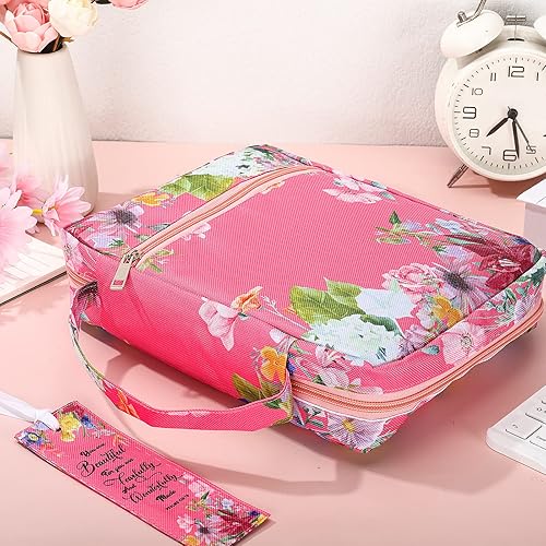 Miniatura 2 de Funda de Biblia floral con asa y bolsillo trasero con cremallera, bolsa de Biblia para mujer de 10 pulgadas con marcapáginas, funda portátil de