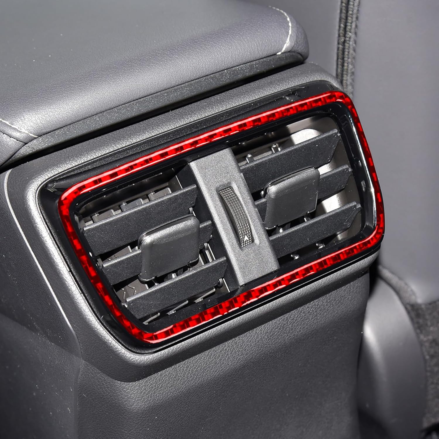 Real Premium Carbon Fiber Decor Car Rear Center A/C Air Vent Decal Compatible with Lexus NX 250 350 350h 450h+ 2022 2023 2024 Interior Accessories Sticker Trim Red