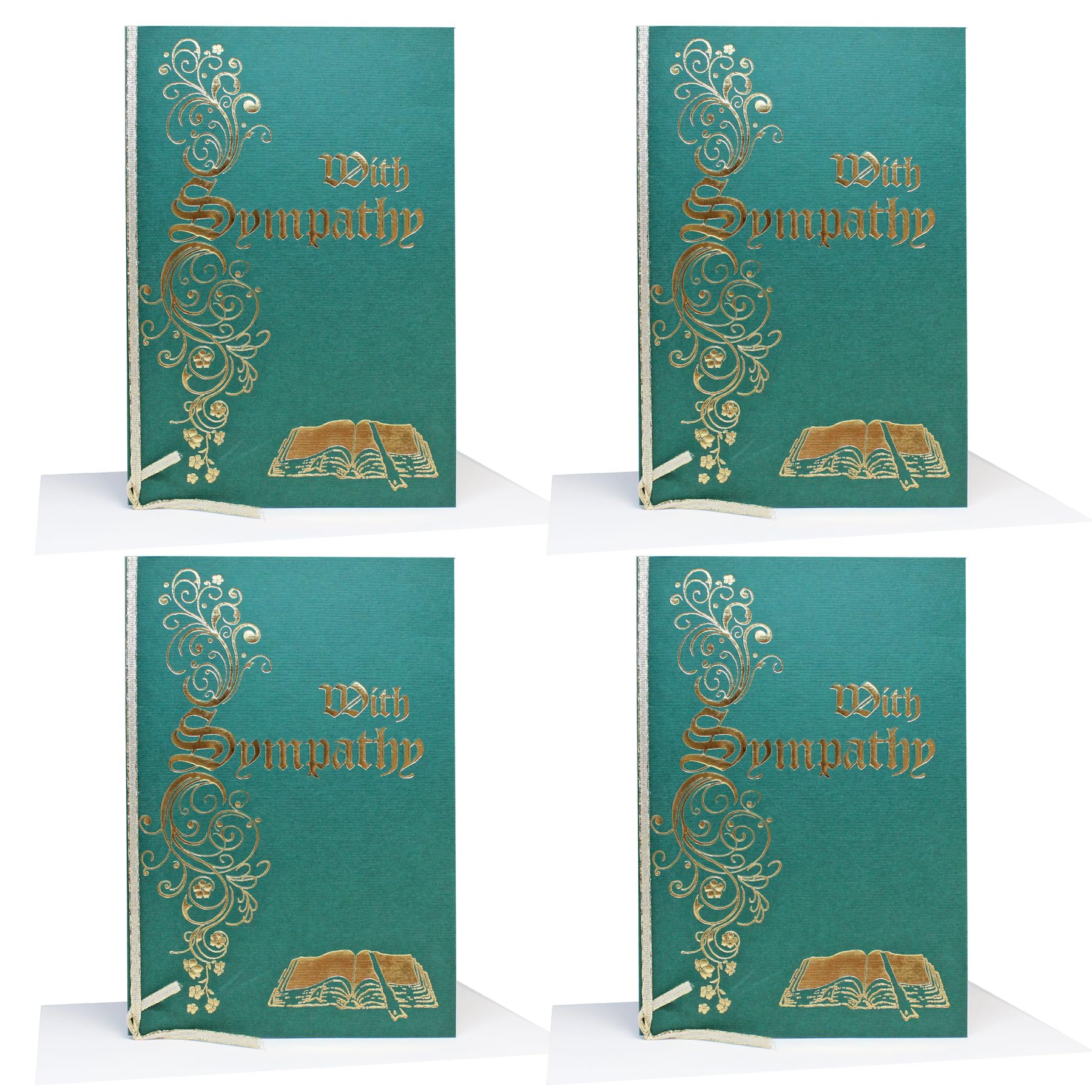 Pack 4 Catholic Mass Card and Envelope With Sympathy and Colourful Miraculous The Holy Family on Inside Cover - Green Card