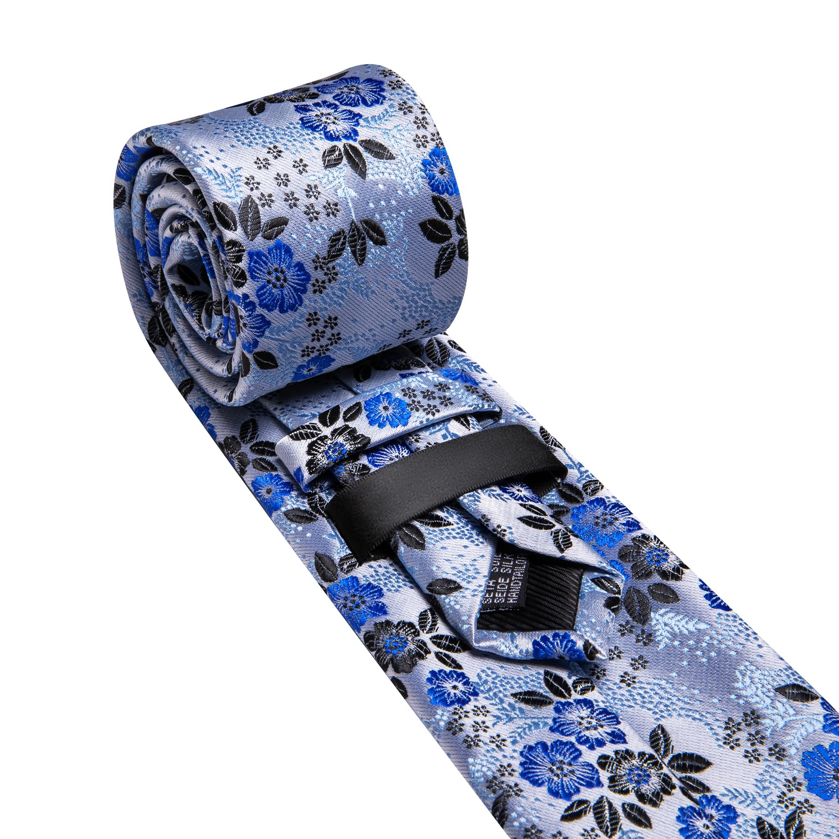Barry.Wang Juego de gemelos cuadrados de seda para hombre, corbata floral con diseño de flores, para boda, fiesta, negocios