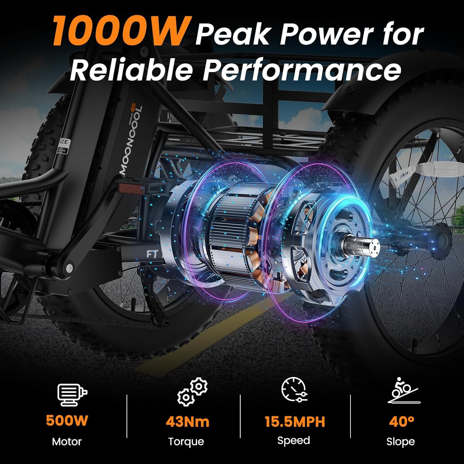 MOPHOTO Electric Tricycle for Adults, 20" Fat Tire Folding E-Trike, 500W Motor (1000W Peak), 48V Removable Battery, Up to 60 Miles, 15.5MPH, Differential, 7-Speed, 400 lbs Capacity, Aluminum Frame