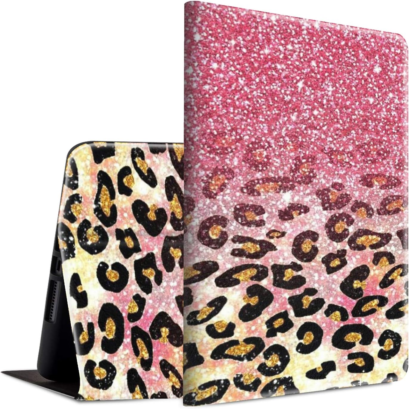 for iPad 10.2 Case for iPad 9th/8th/7th Generation Case 2021/2020/2019 Lightweight Smart Cover Adjustable Stand with Auto Wake/Sleep Protect Cover for iPad 10.2 inch - Pink Glitter Leopard Print