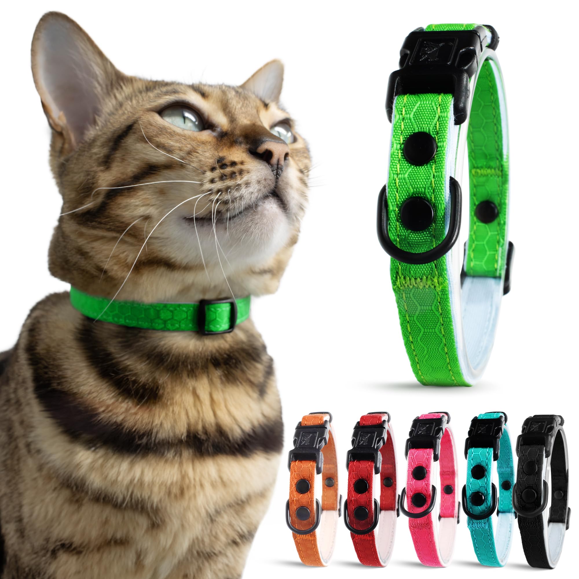 OutdoorBengal Green Breakaway Kitten Collar - Ultra Safe Quick Release Cat Collar for Small Kittens Under 6 Months – Soft-Padded, Lightweight,