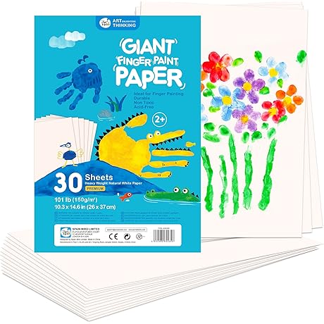 Jar Melo Finger Paint Paper 30 Sheets, 10 x 15 Inches Large Finger Painting Paper