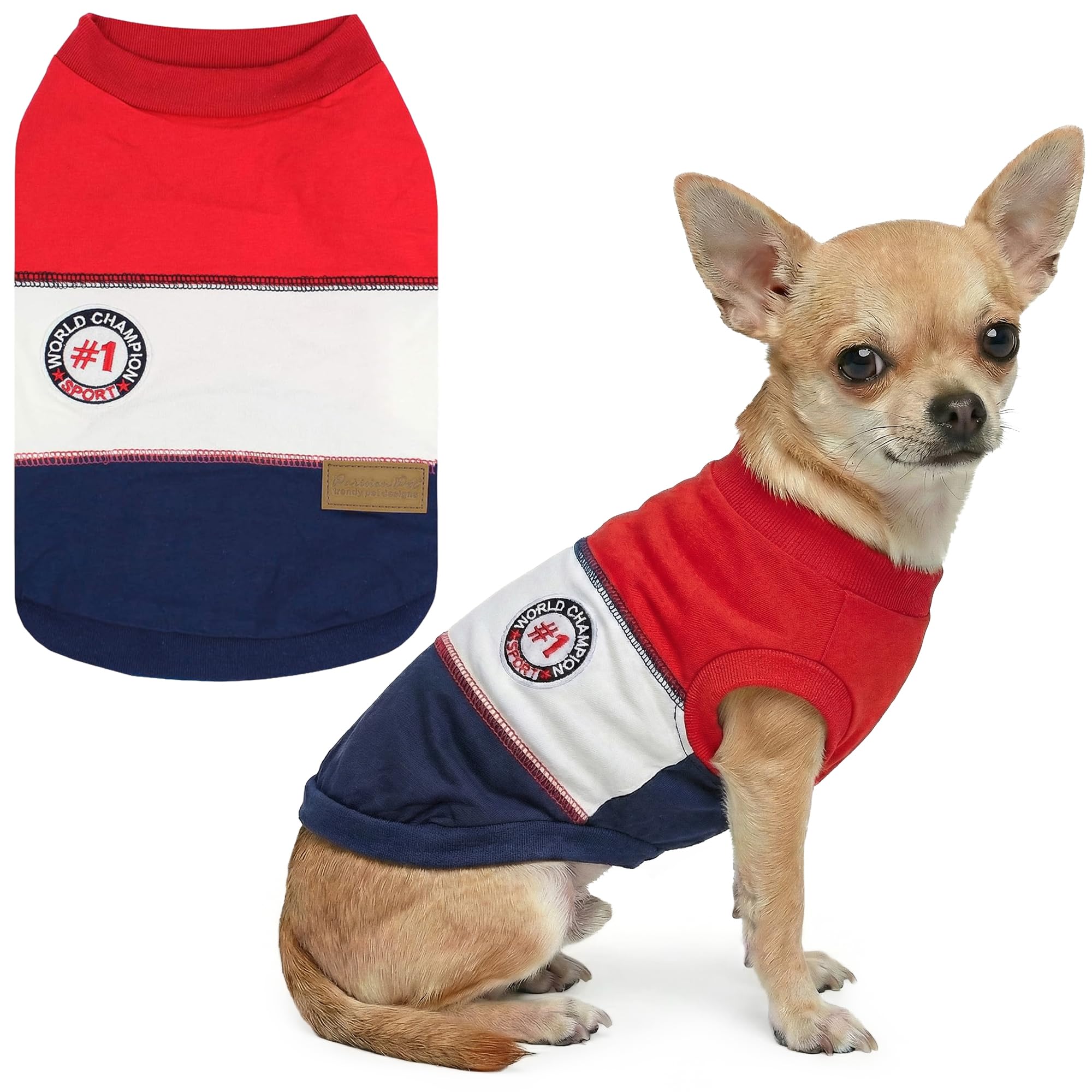 Parisian Pet Dog Clothes Cat Apparel Outfits World Champion Tank, Red, S โ image 1