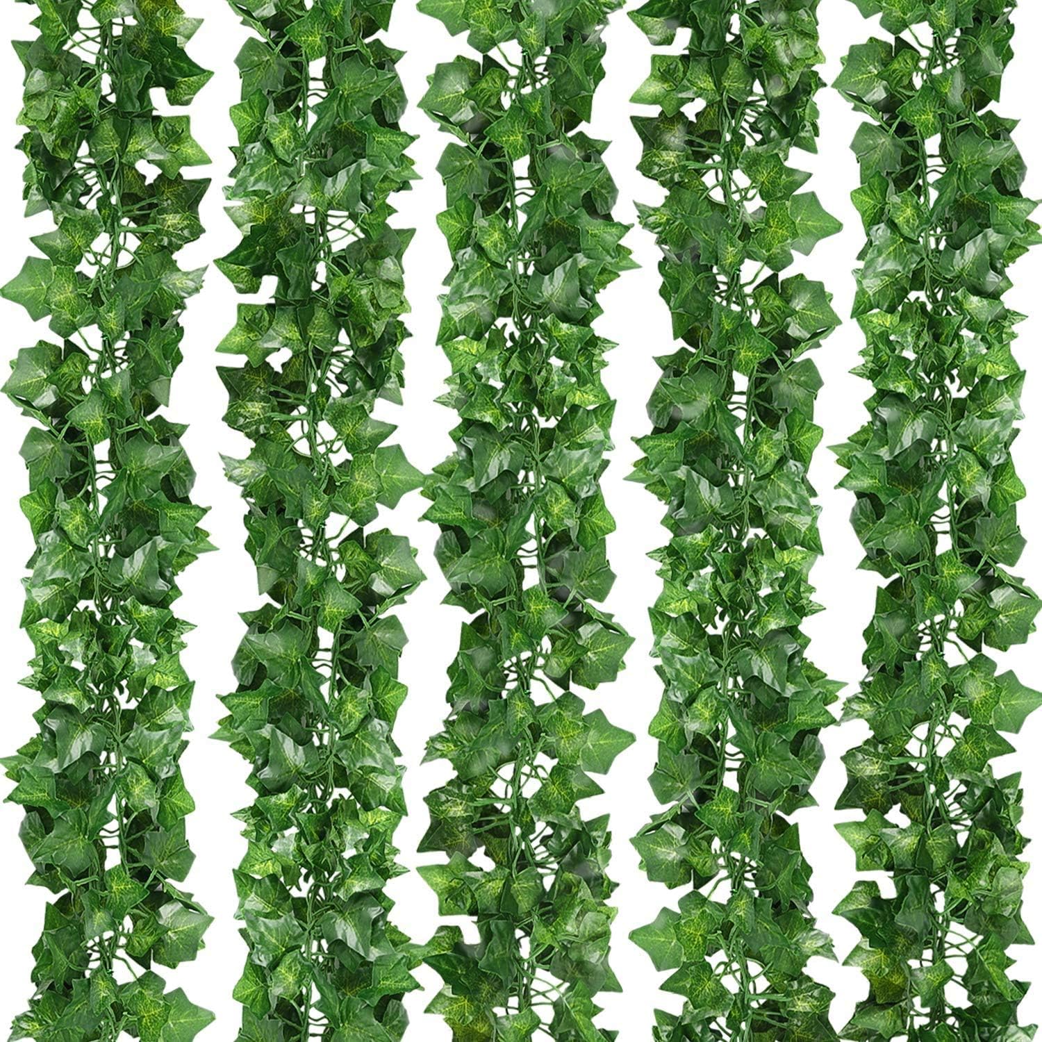 12Pack 84 Ft Fake Ivy Leaves Artificial Ivy Garland Greenery Decor Faux Green Hanging Plant Vine for Wall Party Wedding Room Home Kitchen Indoor & Outdoor Decoration