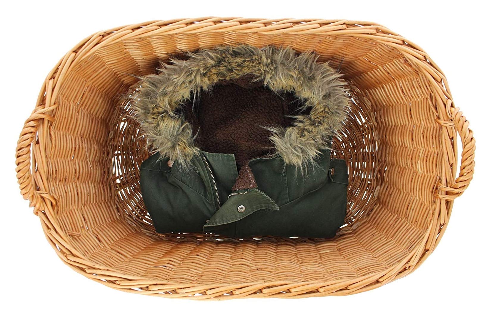 Dekoleidenschaft großer Wäschekorb aus Weide, 62x40 cm, Transportkorb, Aufbewahrungskorb, Weidenkorb, Schmutzwäsche-Behälter, Wäschesammler, Flechtkorb, Füllkorb