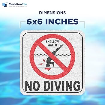 Amazon.com : Aquatic Custom Tile - No Diving Pool Sign, 6x6