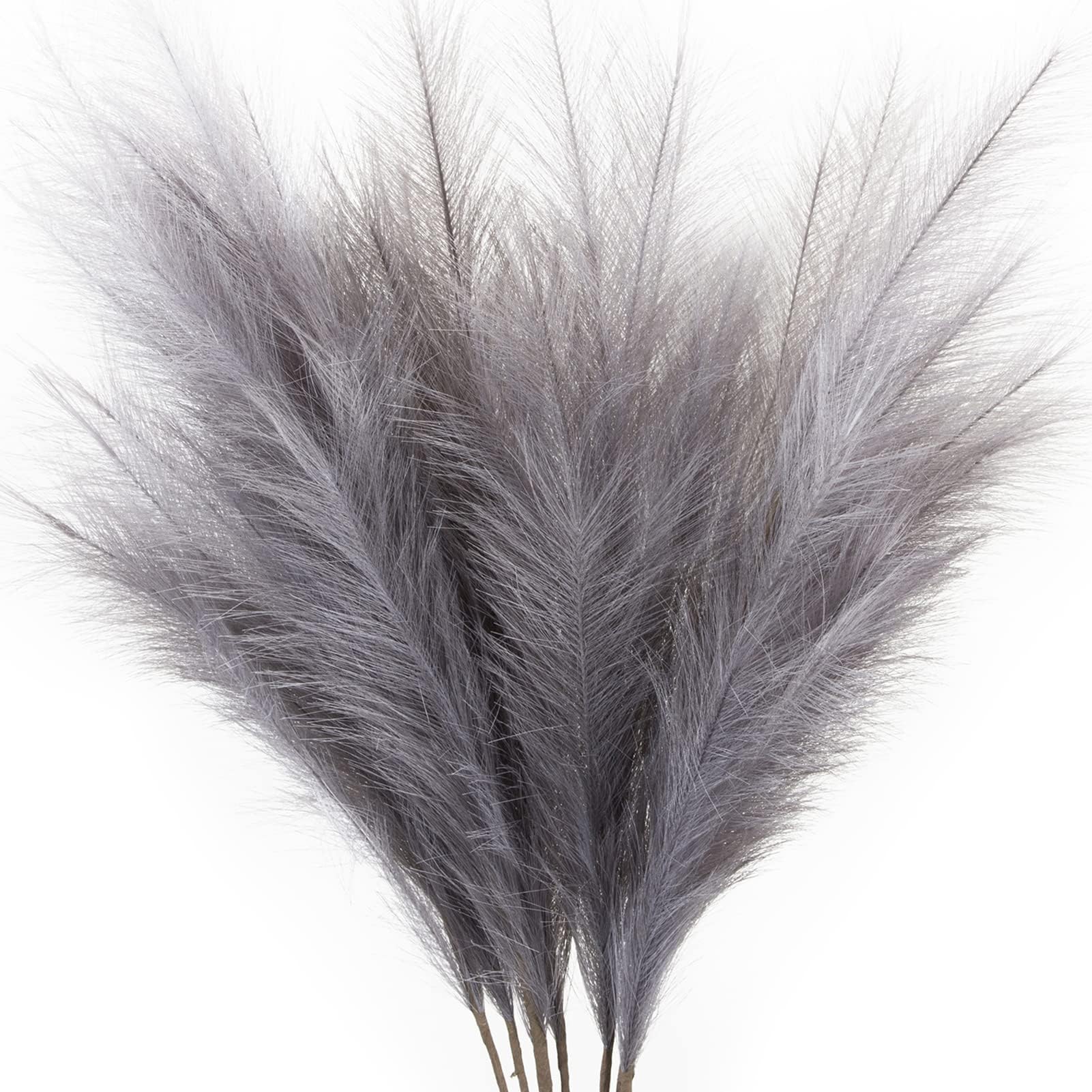 ZIFTY 7-Pcs 38"/3.1FT Faux Pampas Grass Large Tall Fluffy Artificial Fake Flower Boho Decor Bulrush Reed Grass for Vase Filler Farmhouse Home Wedding Decor (Grey)