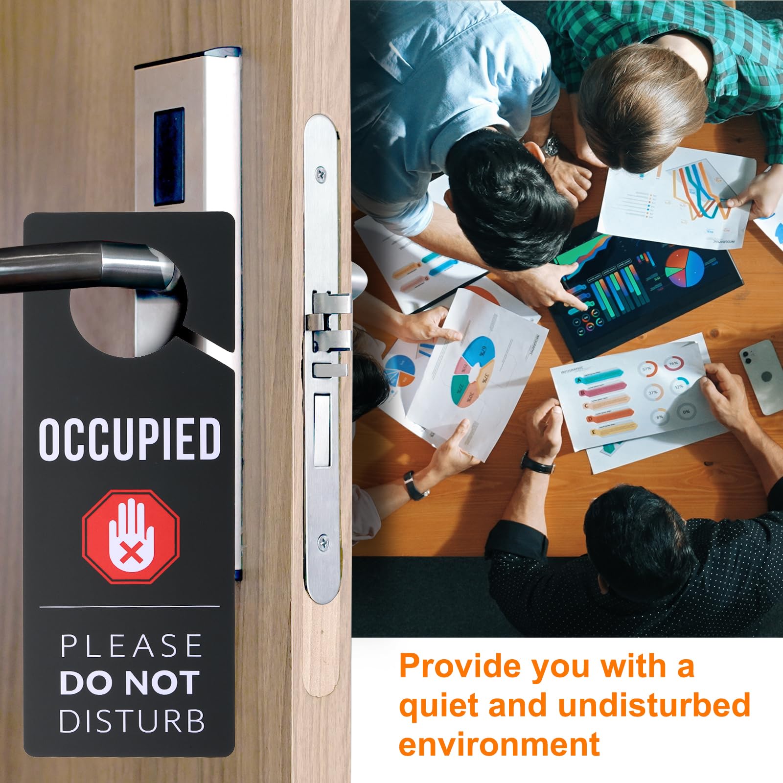PATIKIL Do Not Disturb Door Hanger Sign, 2 Pcs PVC Double Sided Occupied Door Sign Decor for Office Meeting, Session, Home - Image 4