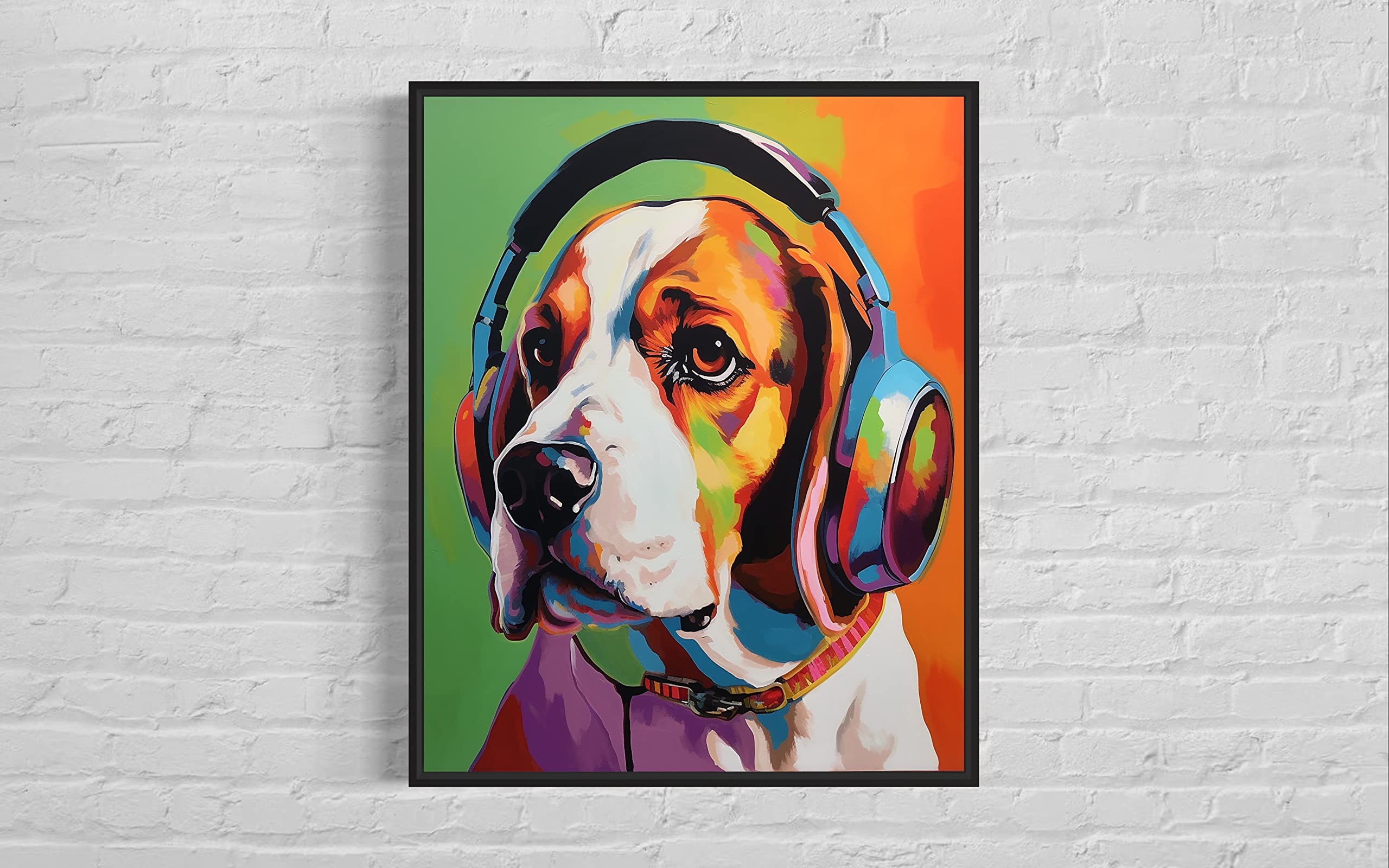 Amazon.com: Dog Headphone DArt Print Poster, Wall art Painting