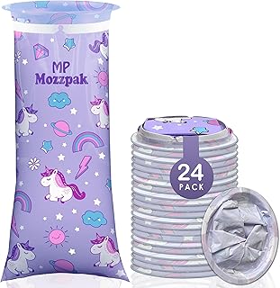 MP MOZZPAK Unicorn Kids Vomit Bags Disposable 24 Pack - Emesis Bags, Leak-Proof Barf Bag, Motion Sickness Relief for Children, Travel Friendly Puke & Throw up Bag for Car, Plane, & Road Trips