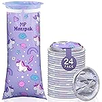 MP MOZZPAK Unicorn Kids Vomit Bags Disposable 24 Pack - Emesis Bags, Leak-Proof Barf Bag, Motion Sickness Relief for Children, Travel Friendly Puke Bag, Throw up Solution for Car, Plane, & Road Trips