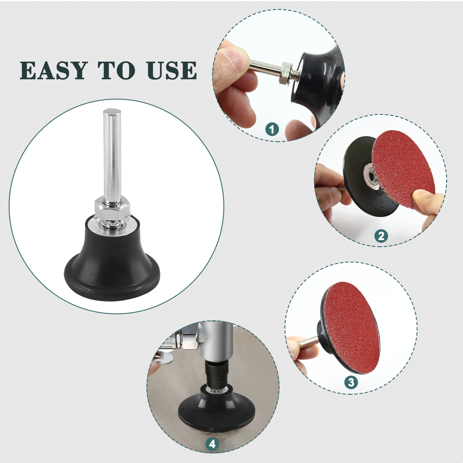 Litoexpe Soporte de almohadilla de disco de 1.5 pulgadas para Roloc, paquete de 2 accesorios de disco de cambio rápido para pulido, lijado y preparación de superficies, con vástago de 1/4 pulgadas
