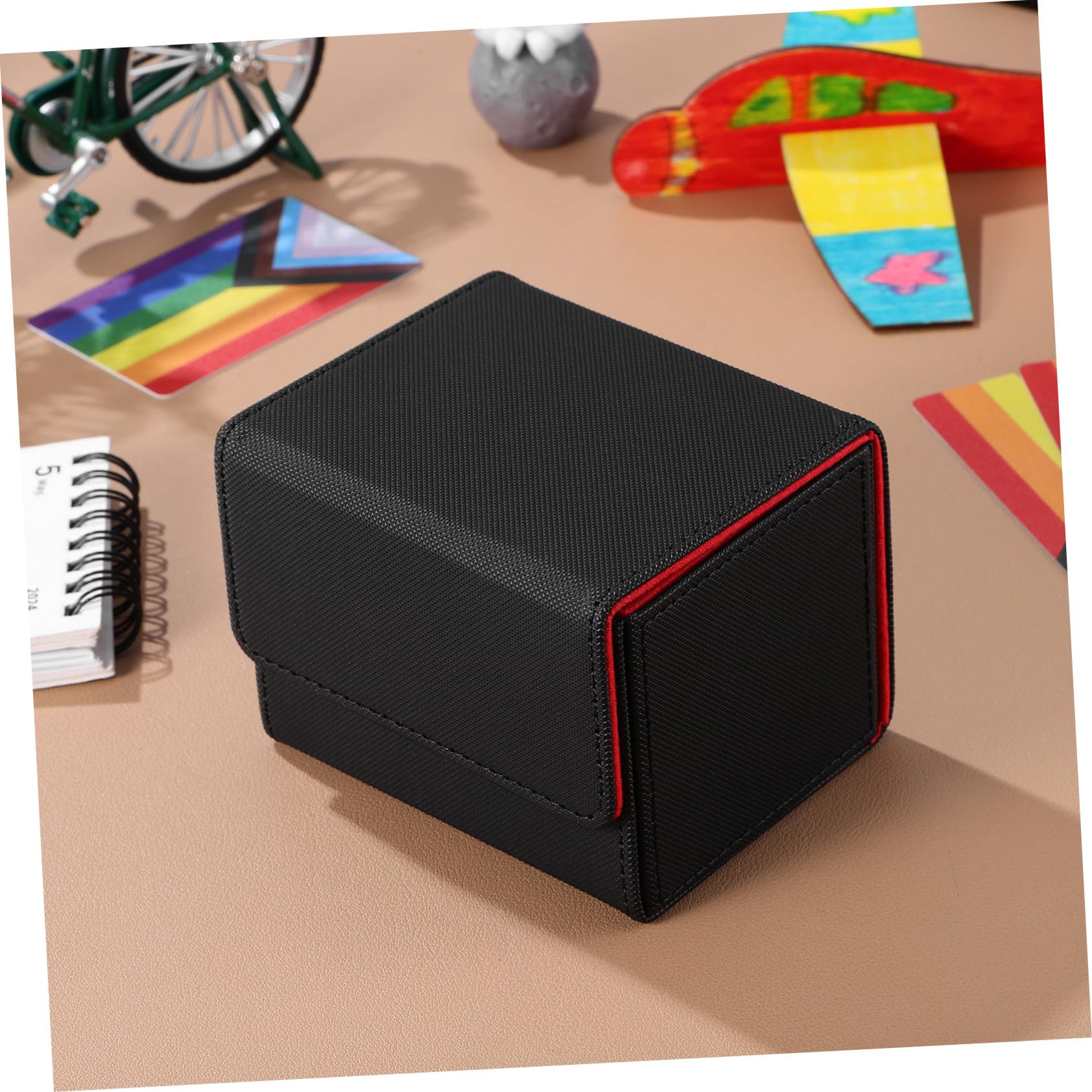Caja Organizadora de Tarjetas para Barajas de Cartas Negra y Roja, Estuche Compacto para Almacenamiento Protegido, Soporte Ligero para Cartas de Juego, Adecuado Coleccionistas