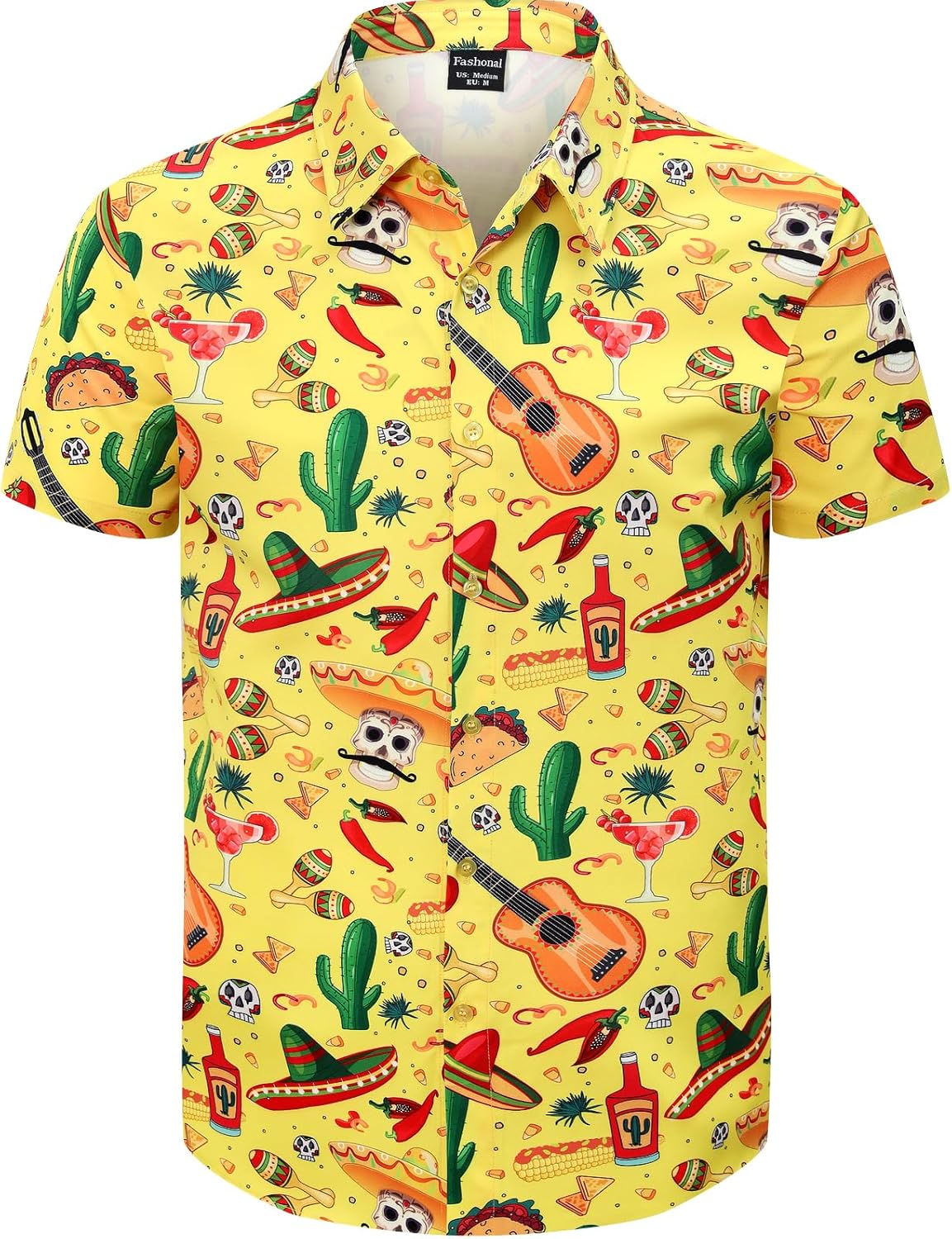 Men's Mexican Cinco de Mayo Novelty Button Down Shirt, S-4XL