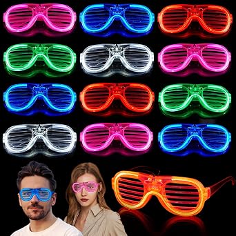 12Pcs LED Glasses Party Supplies Party Glasses Light up Glasses for Birthday Christmas Concert Light Up Toys Glow in the Dark Neon Party Decorations for Adults
